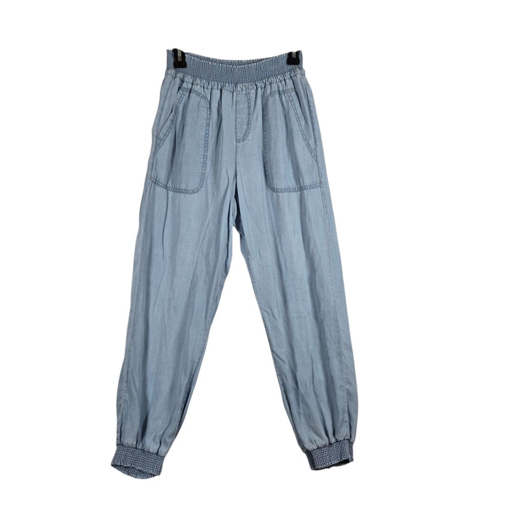 Love Tree Chambray Joggers Pants Womens Small Light Blue Viscose Flowy Boho
